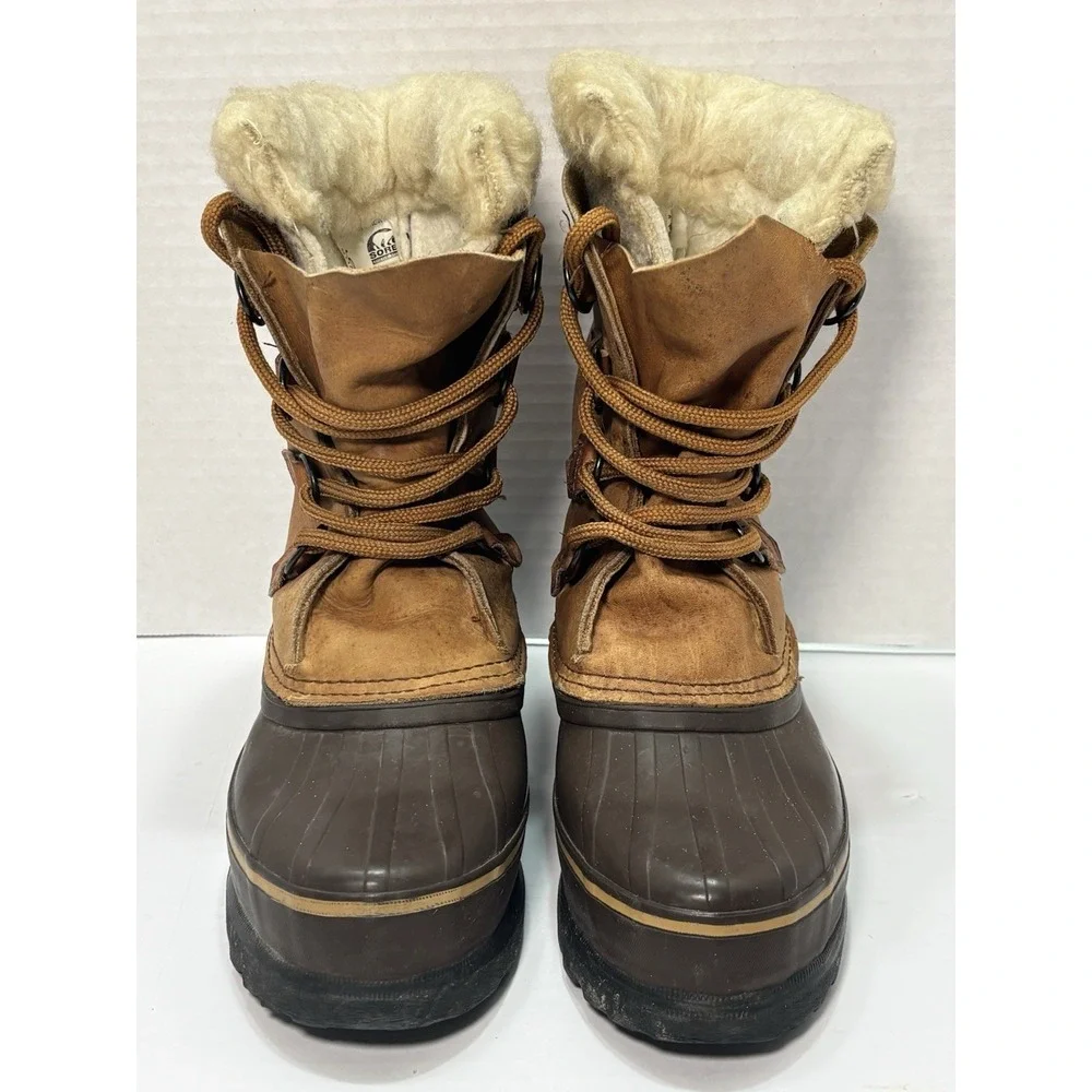 Sorel Caribou Alpine Boots Womens 6 Brown Leather Canada Duck Winter Snow